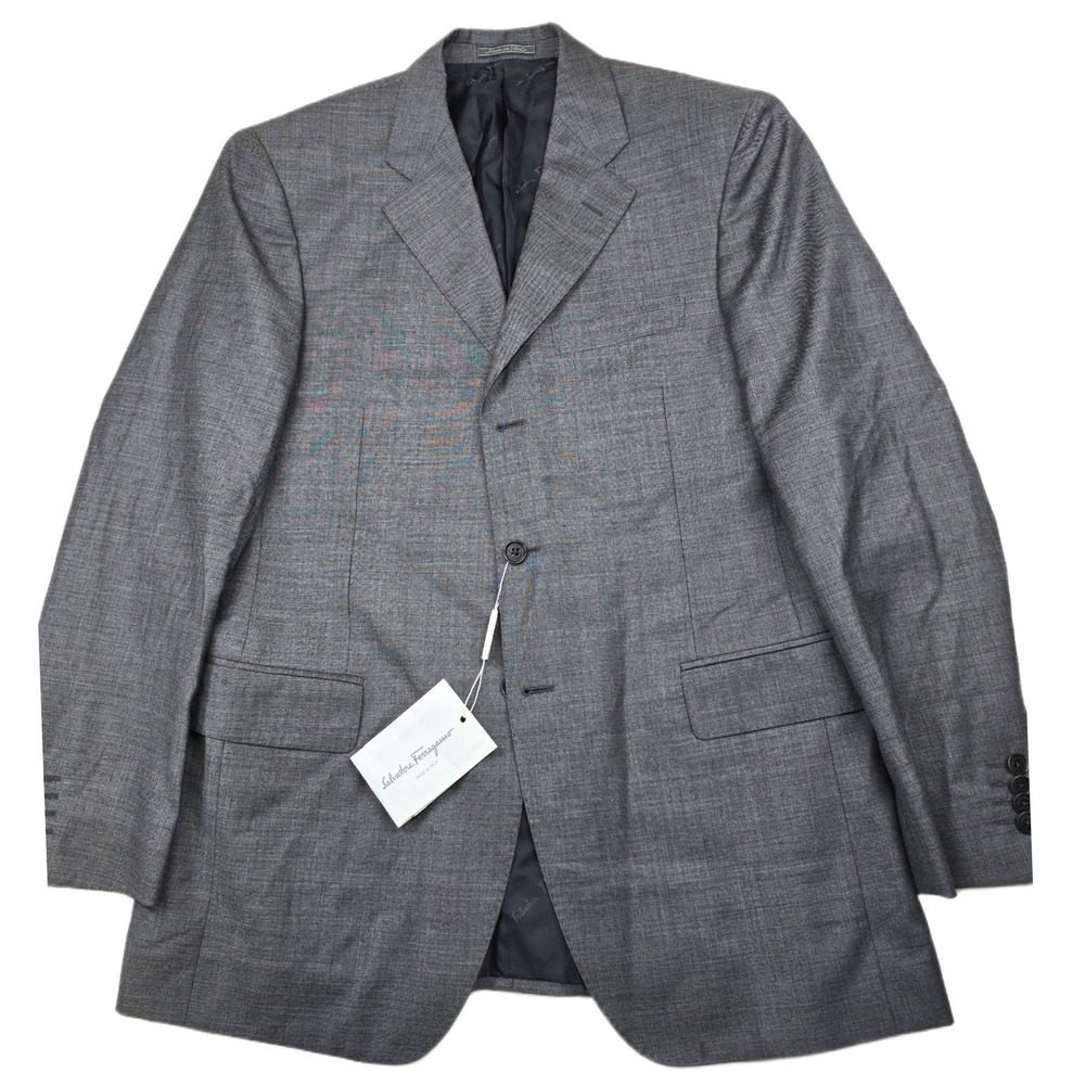 Salvatore Ferragamo Blazer Mens 42 US 52 EU‎ Grey Wool 3-Button Sport Coat